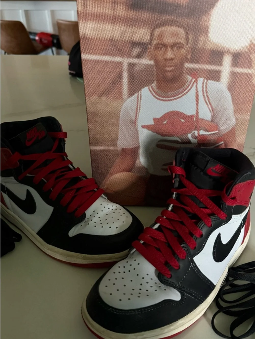 Nike Black White Red High-Top Sneakers